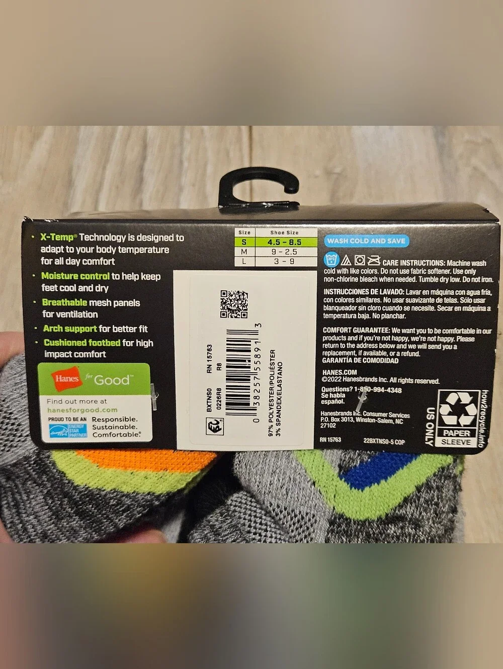 Hanes Boys 10 Pack X-Temp Performance No Show Athletic Socks Size S Shoe 4.5-8.5